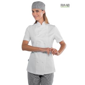 Fehér - szuper sztreccs, rövid ujjú szakácskabát