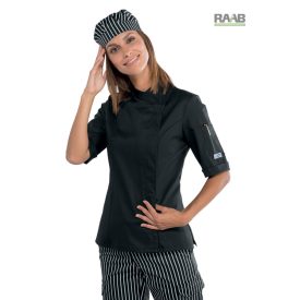 Fekete, női Snaps séfkabát - rövid ujjú