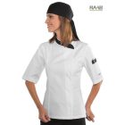 Fehér-fekete női Snaps séfkabát - rövid ujjú
