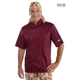 Bordó szakácskabát - rövid ujjú