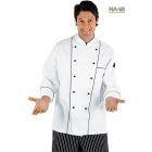 Fekete szegélyes pamut szakácskabát - hosszú ujjú