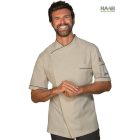 Snaps rövid ujjú szakácskabát pamut-lenvászon - férfi