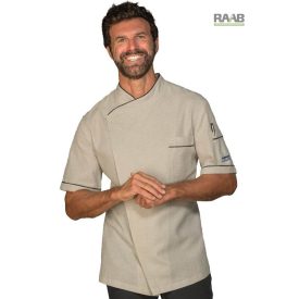 Snaps rövid ujjú szakácskabát pamut-lenvászon - férfi