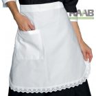 Csipkés fehér középhosszú kötény zsebbel