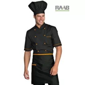 Poliészter kötény fekete alapon narancs szegéllyel