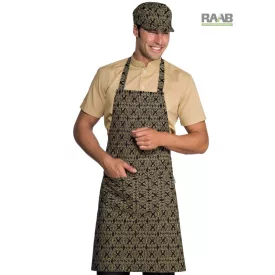 Maori mintás- fekete/bézs Pettorina  kötény