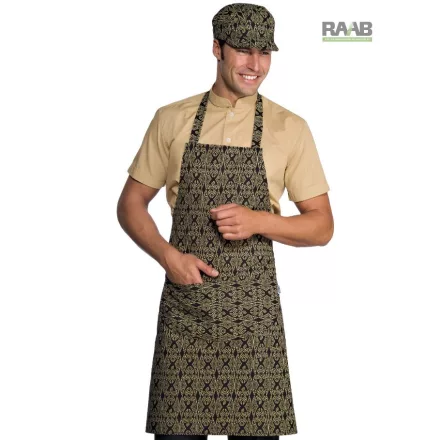 Maori mintás- fekete/bézs Pettorina  kötény