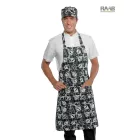 Koponya mintás, fekete/fehér Pettorina  kötény