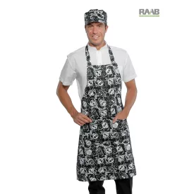 Koponya mintás, fekete/fehér Pettorina  kötény