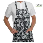 Koponya mintás, fekete/fehér Pettorina  kötény