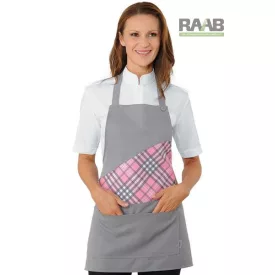 Szürke lollipop kötény rózsaszín mintás betéttel 