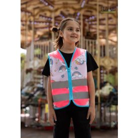   Egyszarvú (unikornis) mintás jólláthatósági gyermek mellény 3-10 éves korosztálynak  