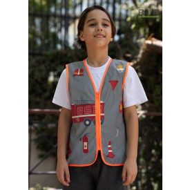   Tűzoltóautós jólláthatósági gyermek mellény 3-10 éves korosztálynak