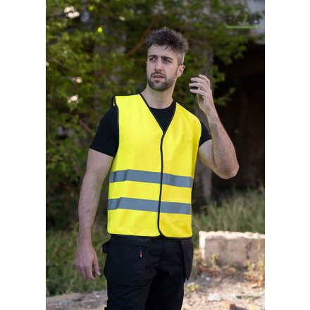 Soltau Comfort-Fit biztonsági sárga mellény - fekete szegéllyel