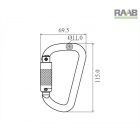 Rozsdamentes acél negyed fordulatú karabiner