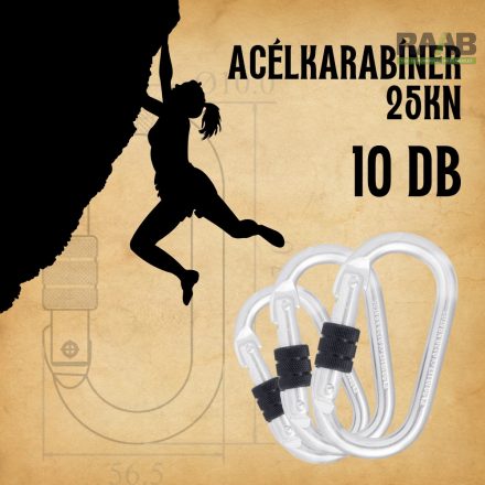 Acélkarabíner 25kN 10db-os szett