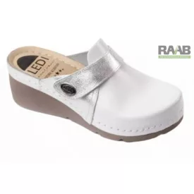 Női bőr klumpa fehér ezüst tépőzáras