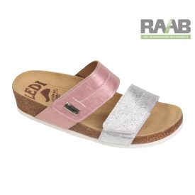 Női bőr papucs pink ezüst tépőzáras 