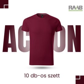 Action garnet környakas férfi póló 10db-os szett