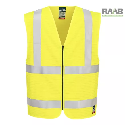 Bizflame Hi-Vis FR cipzáras jól láthatósági mellény- sárga