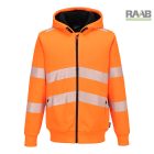 Jól láthatósági cipzáras téli kapucnis pulcsi