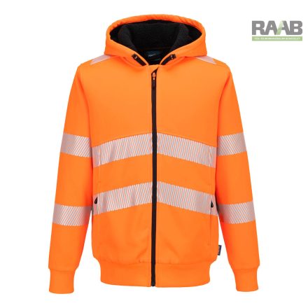 Jól láthatósági cipzáras téli kapucnis pulcsi