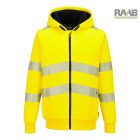 Jól láthatósági cipzáras téli kapucnis pulcsi