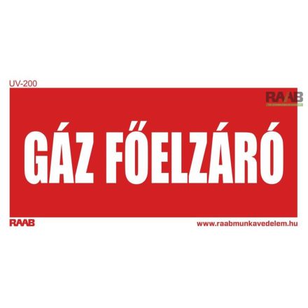 Gáz főelzáró tábla nagy méretben