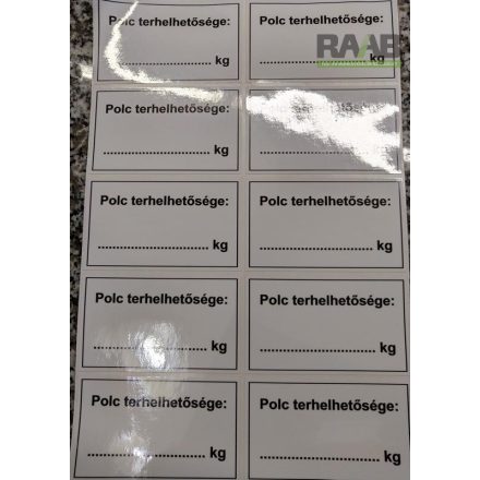 Polc terhelhetősége matrica