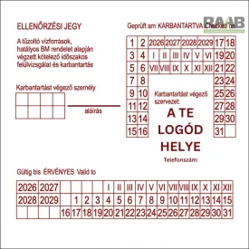 Logózható 10x10 cm-es Tűzcsap felülvizsgálati címke