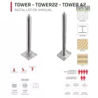 TOWER telepíthető kikötési pont 300MM A2, 150X150MM-ES ALJZATTAL