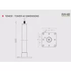 TOWER telepíthető kikötési pont 400MM A2, 150X150MM-ES ALJZATTAL