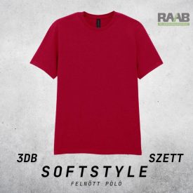 SOFTSTYLE - 3db Antique Cherry Red Felnőtt unisex póló