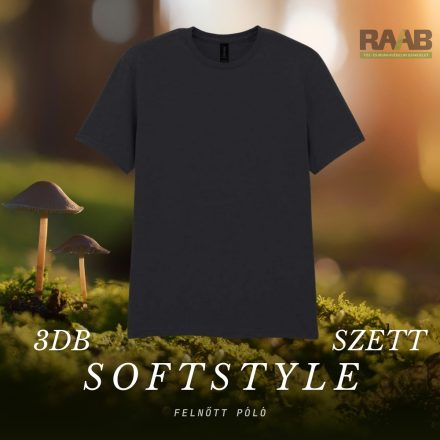 SOFTSTYLE - 3db Fekete Felnőtt unisex póló
