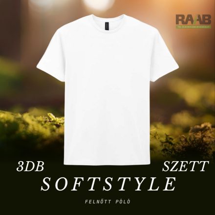 SOFTSTYLE - 3db Fehér Felnőtt unisex póló 3-5XL