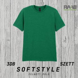 SOFTSTYLE - 3db Kelly Green Felnőtt unisex póló