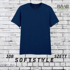 SOFTSTYLE - 3db Navy Felnőtt unisex póló