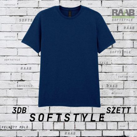 SOFTSTYLE - 3db Navy Felnőtt unisex póló