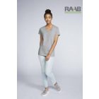 Egyszerű női póló V nyakkivágással M-es méretű-piros