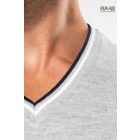 Knit V-nyakas férfi póló szegéllyel