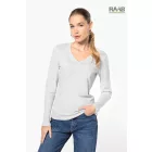 V nyakkivágású hosszú ujjú női póló 3XL-es méretben