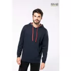 Kontrasztos kapucnibelsős unisex pulóver