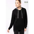 Kontrasztos kapucnibelsős unisex pulóver