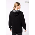 Kontrasztos kapucnibelsős unisex pulóver
