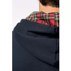 Kontrasztos kapucnibelsős unisex pulóver