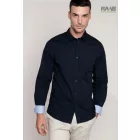 L-es, sötétszürke Férfi Ing kontraszt színű felhajtóval