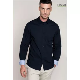   L-es, sötétszürke Férfi Ing kontraszt színű felhajtóval