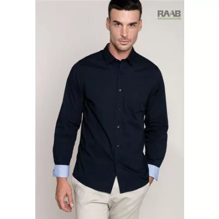 L-es, sötétszürke Férfi Ing kontraszt színű felhajtóval