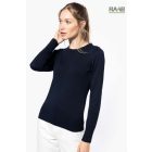 Crev Neck női üzleti pulóver fekete, 3XL-es méretben