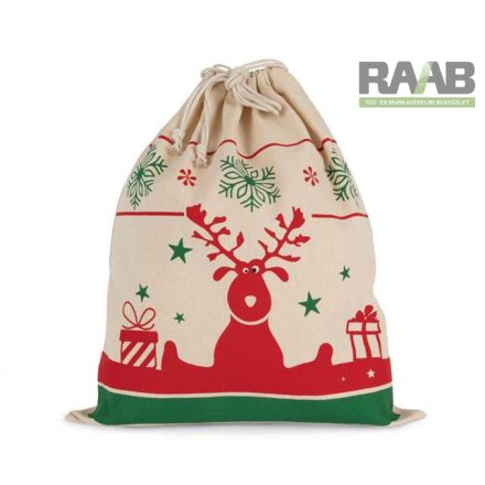 Christmas zsák szarvas mintával -natur színben - karácsonyi ajánlat